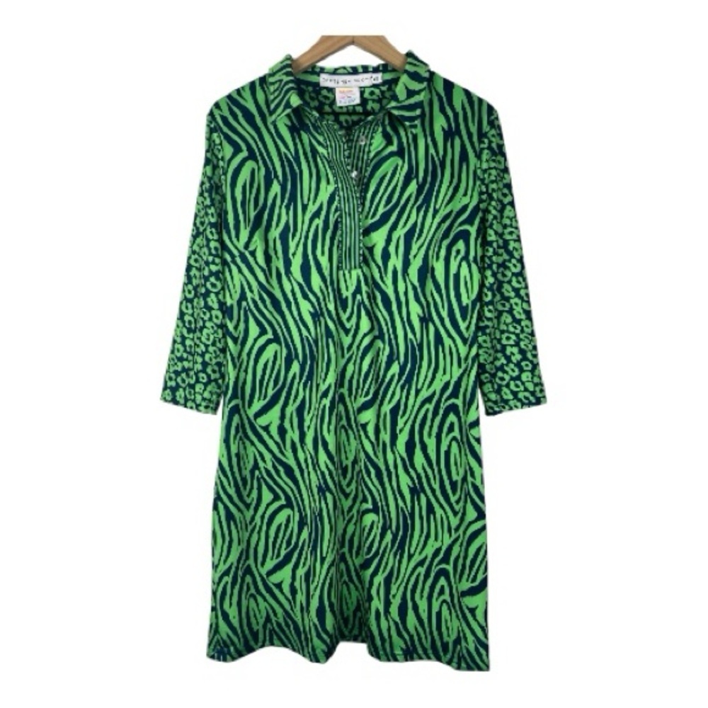 Gretchen Scott Designs Sz XL Everywhere Jersey Dress Animal Print Green/Blue NWT